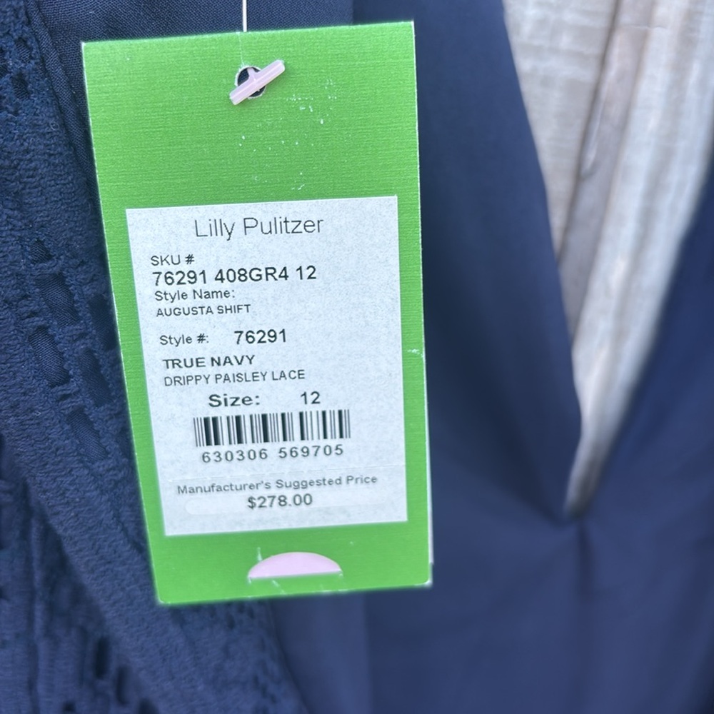 Lilly Pulitzer sleeveless navy lace dress Empire waist-size 12-lace - Picture 8 of 14